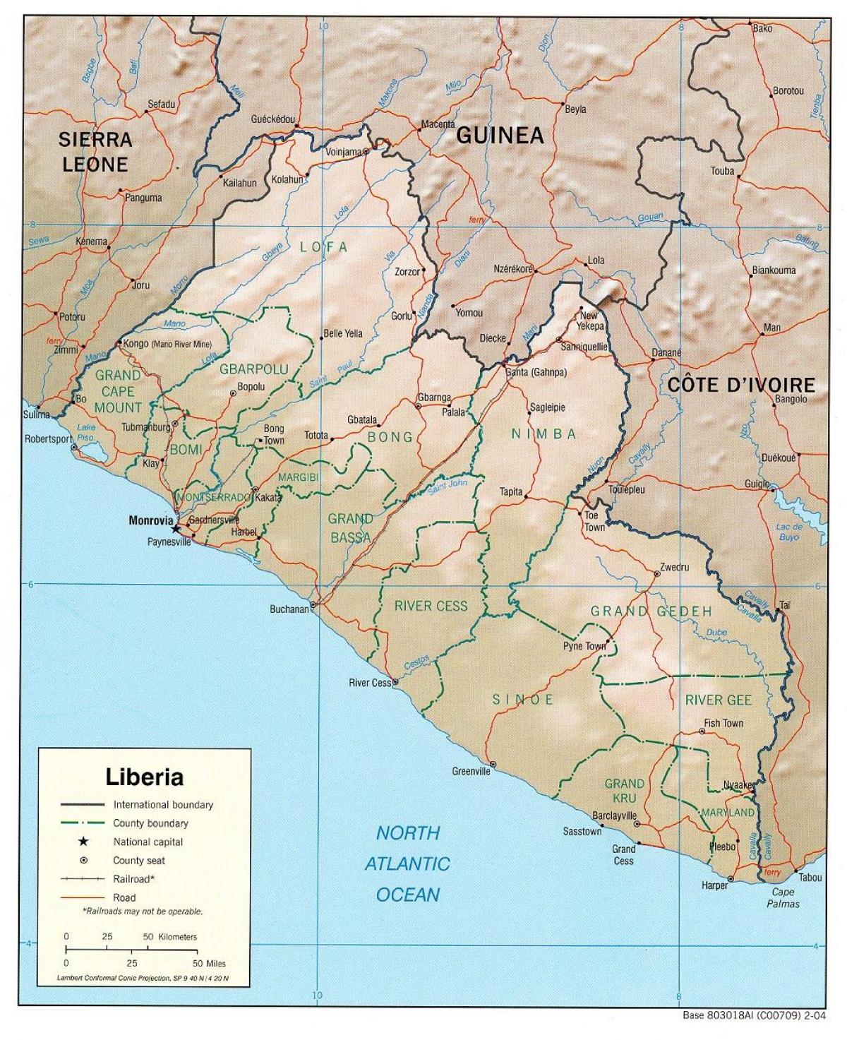 kart over geografiske kart i Liberia