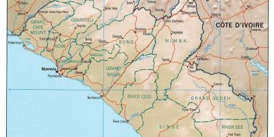 Kart over geografiske kart i Liberia