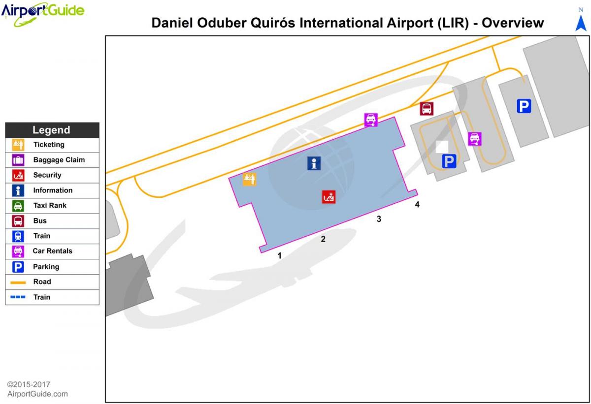 kart over Liberia airport terminal