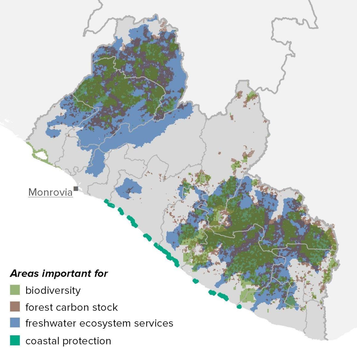 kart over Liberia naturressurser